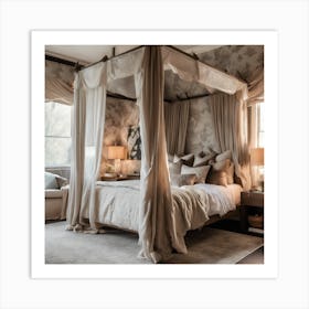 Four Poster Bed Art Print