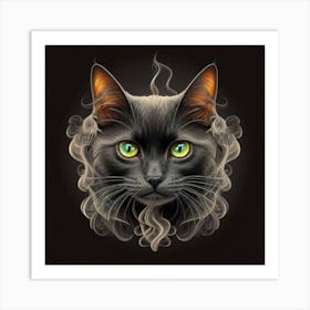 Black Cat With Green Eyes 1 Art Print