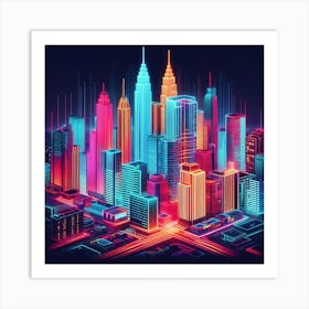 Neon Cityscape 2 Art Print