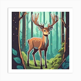 Deer In The Forest 112 Art Print