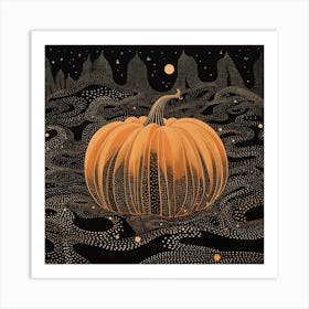 Yayoi Kusama Inspired Pumpkin Black And Orange 2 Art Print