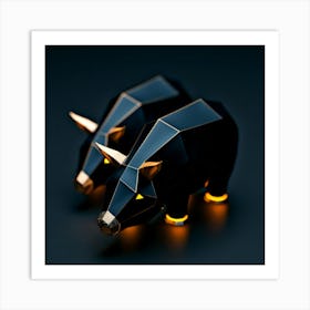 Golden Black Pigs Art Print