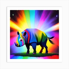 Rainbow Rhino Art Print