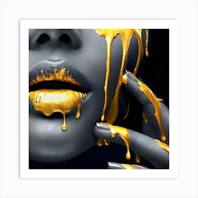 Gold Lips 2 Art Print