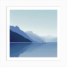 A Lake Geneva In Switzerland Minimal Art Print