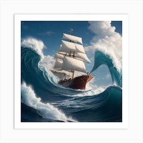 Sailing Ship In The Ocean Art Print