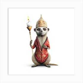 Meerkat Holding A Candle Art Print