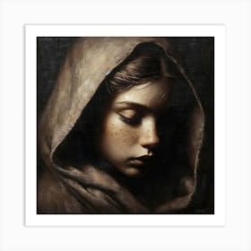 Girl In A Hood Art Print