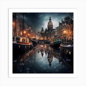 Amsterdam Reflections In Winter Art Print