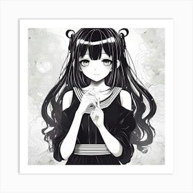 Anime Girl With Long Hair Art Print