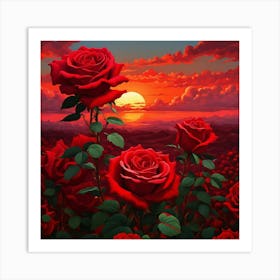 Sunset Roses Art Print