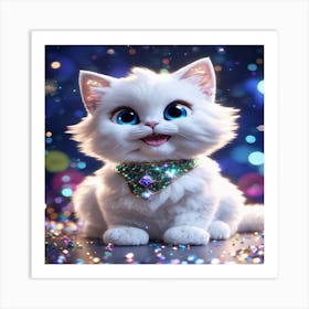 White Cat With Blue Eyes Art Print