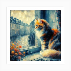 Cat Looking Out The Window 4 Art Print