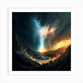 Impressive Lightning Strikes In A Strong Storm 21 Art Print