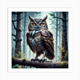 Owl In The Forest 76 Art Print