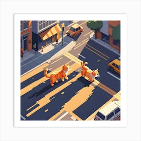 Two Cats Crossing The Street Art Print