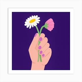 Hand Holding Flowers Art Print