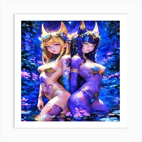 Two Anime Girls In Water-Drucke 07.12.2024--e4e61276 Art Print