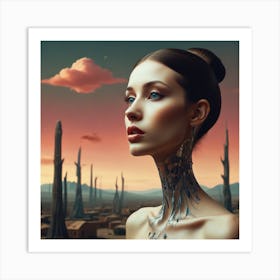 Futuristic Woman With Tattoos Art Print