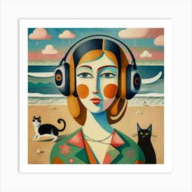 Woman Listening To Music 11 Art Print
