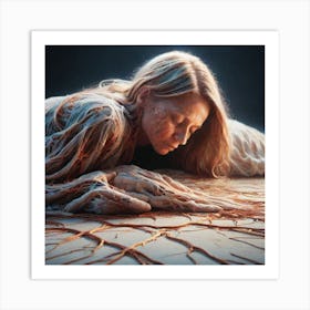 Woman Laying On The Ground Art Print