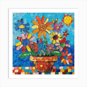 Mosaic Flower Painting Art Print