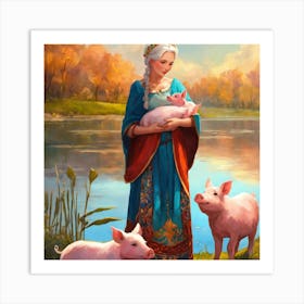 Pigs And Princess Art Print