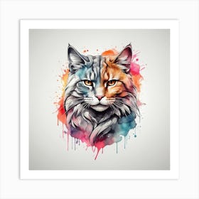 Watercolor Cat Illustration Art Print