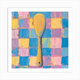 Wooden Spoon Pastel Checkerboard 1 Art Print