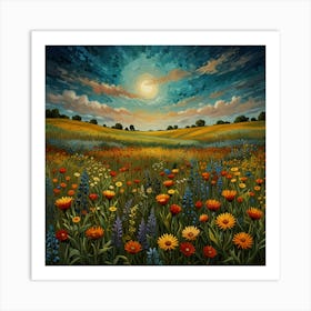 Moonlight In The Meadow Art Print