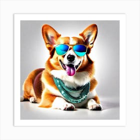 Corgi In Sunglasses 2 Art Print