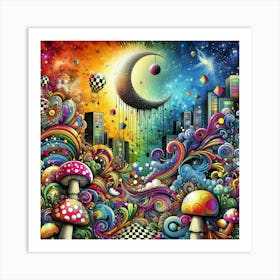 Psychedelic Mushroom Painting 7 Art Print