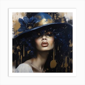 Blue Hat 4 Art Print