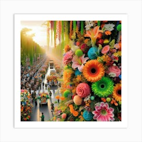 Flower Parade In Bangkok Art Print