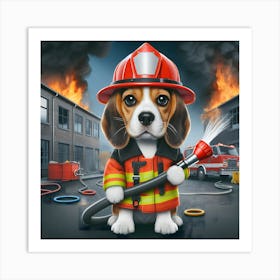 Beagle Firefighter~Reimagined 10 Art Print