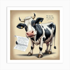 Cow With A Note Art Print