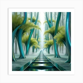 Train Track In The Forest Art Print