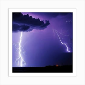 Purple lightning storm Art Print