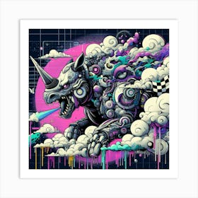 Psychedelic Rhino Art Print