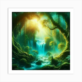 Waterfall In The Forest 22 Art Print