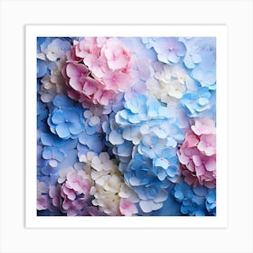 Abstract Background With Blue And Pink Flowers Art Print