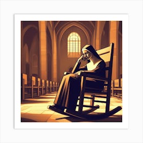 Mourning the Faithless (nun, catholic, religious, sad) Art Print