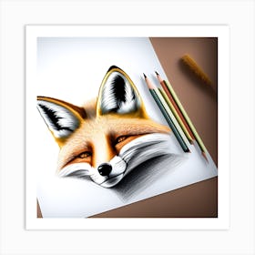 Fox Drawing 3 Art Print