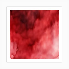 Beautiful crimson maroon abstract background. Drawn, hand-painted aquarelle. Wet watercolor pattern. Artistic background with copy space for design. Vivid web banner. Liquid, flow, fluid effect. Art Print