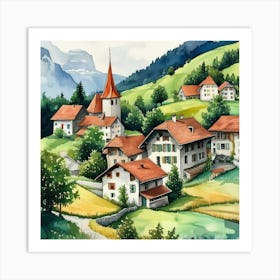 Village In Switzerland Art Print