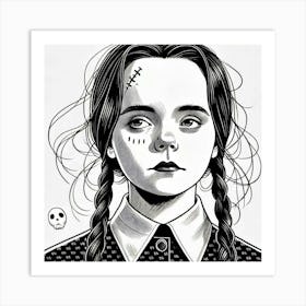 Wednesday Adams portriat Art Print