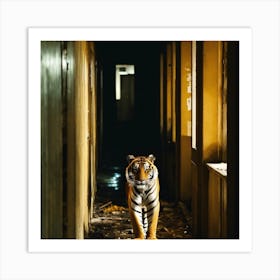 Tiger In An Abandoned Building Art Print