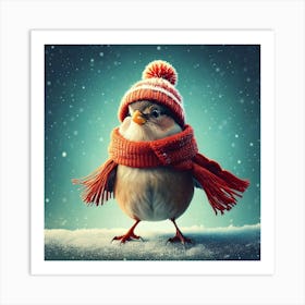 Firefly Sparrow, Winter, Outfit, Dancing, Copy Space, Bird, Festive, Charming, Adorable, Whimsical, (10) Poster