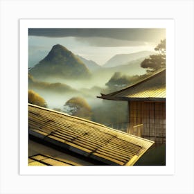 Firefly Rustic Rooftop Japanese Vintage Village Landscape 81329 Art Print