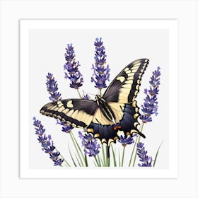 Butterfly On Lavender 2 Art Print